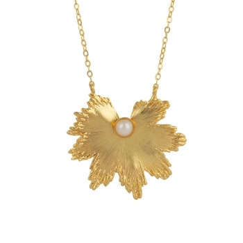 Kette aus Messing, vergoldet, Perle